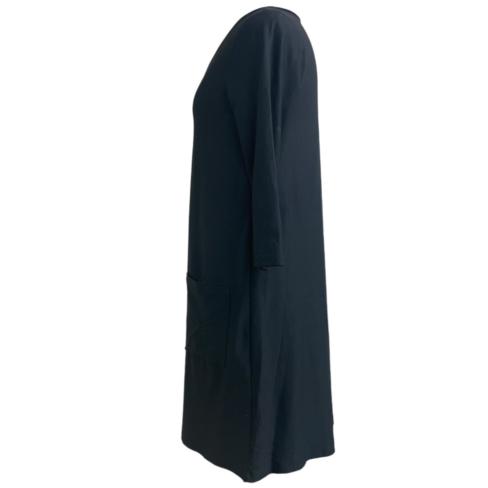 Judy P black A-line V neck dress with 3/4 sleeves medium - Picture 3 of 12